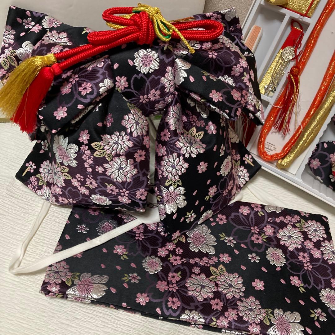 西陣おくむら七五三7歳作り帯草履バッグ等セット 結び帯箱せこセット