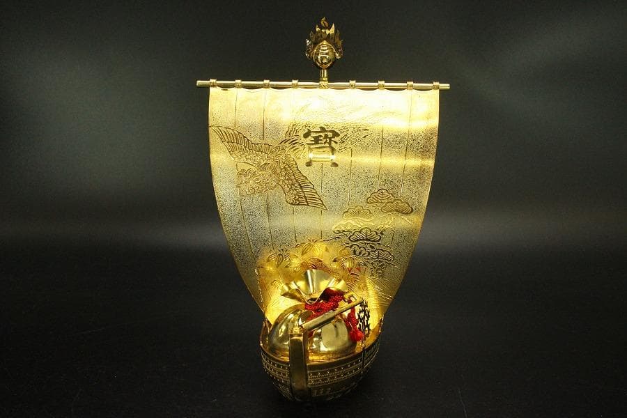 鍍金 宝舟 吉祥飾 置物(ZE411)