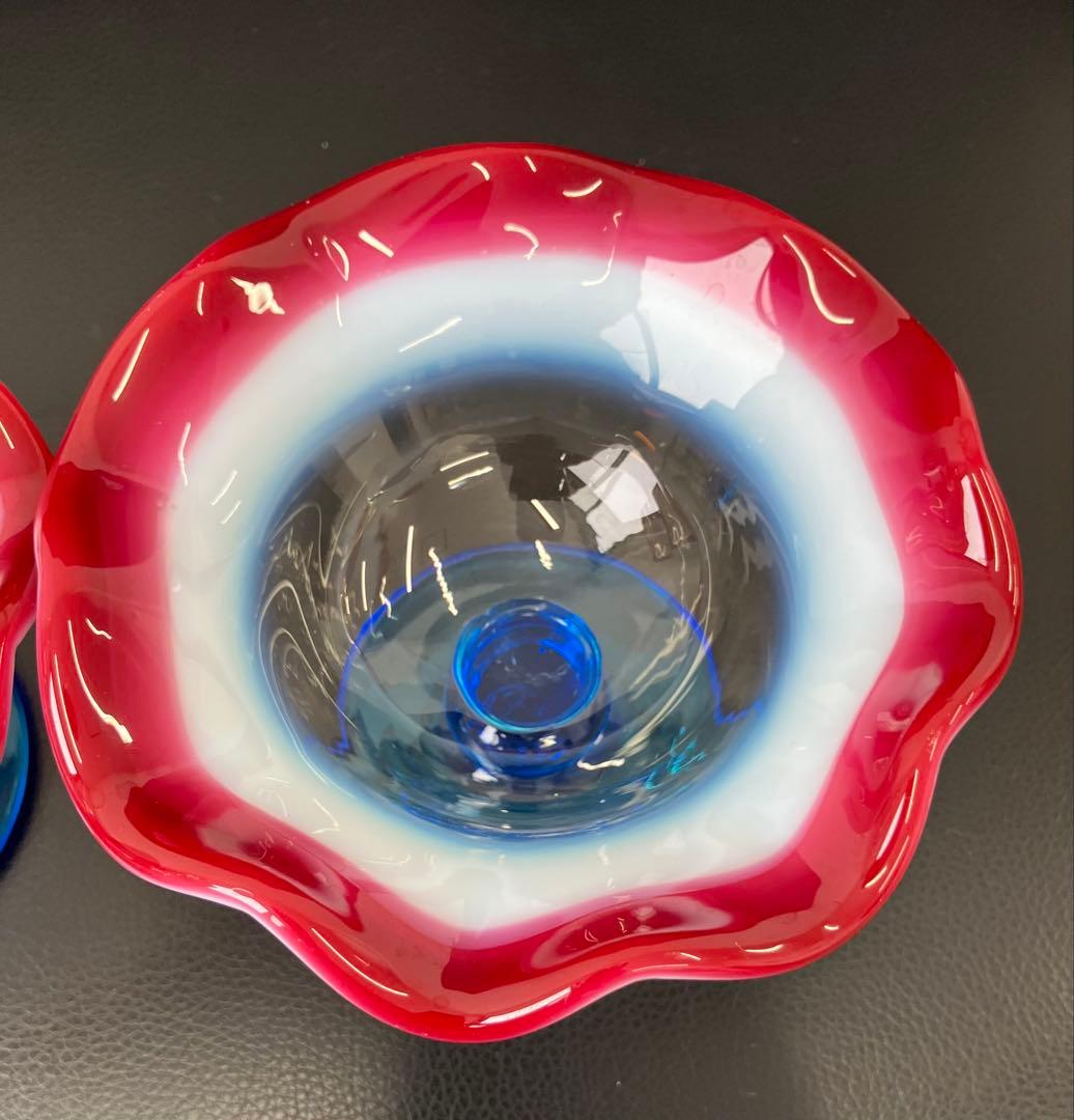 値下げ！大正モダン 氷コップ 和ガラス 三色 手吹き ガラス 乳白色