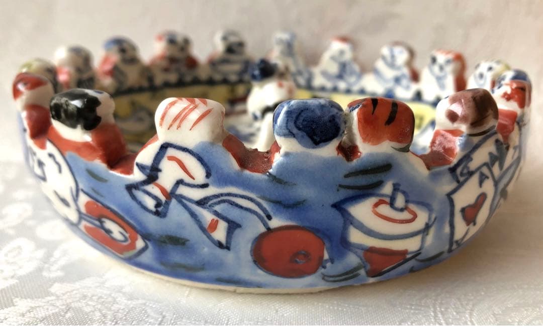 『相撲』灰皿（トレー）陶器　日本製（難あり）