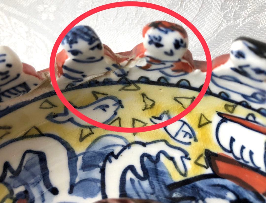 『相撲』灰皿（トレー）陶器　日本製（難あり）