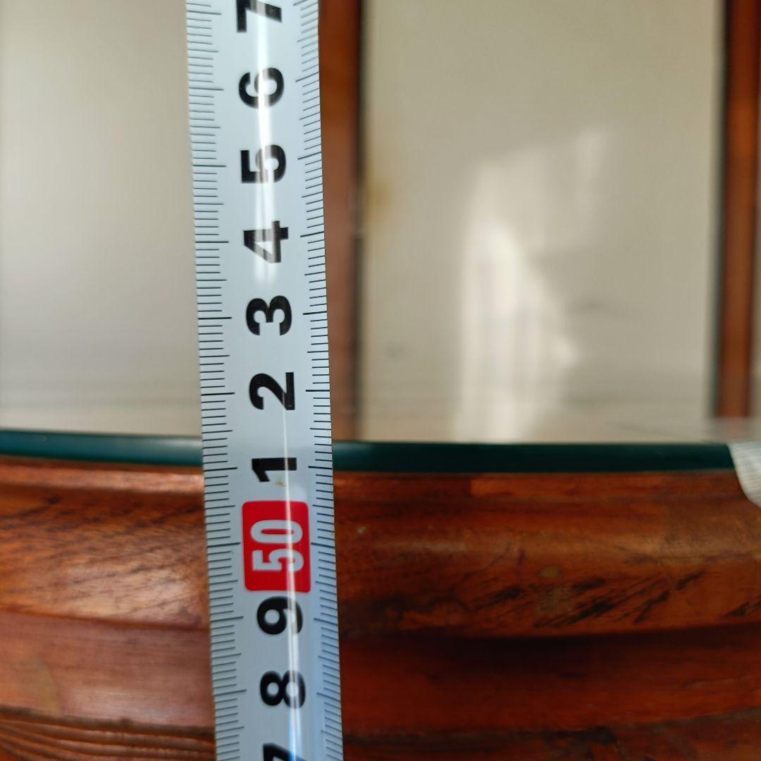 木彫り 座卓 ローテーブル 楕円 ガラス天板 中国美術 アンティーク　アジアン