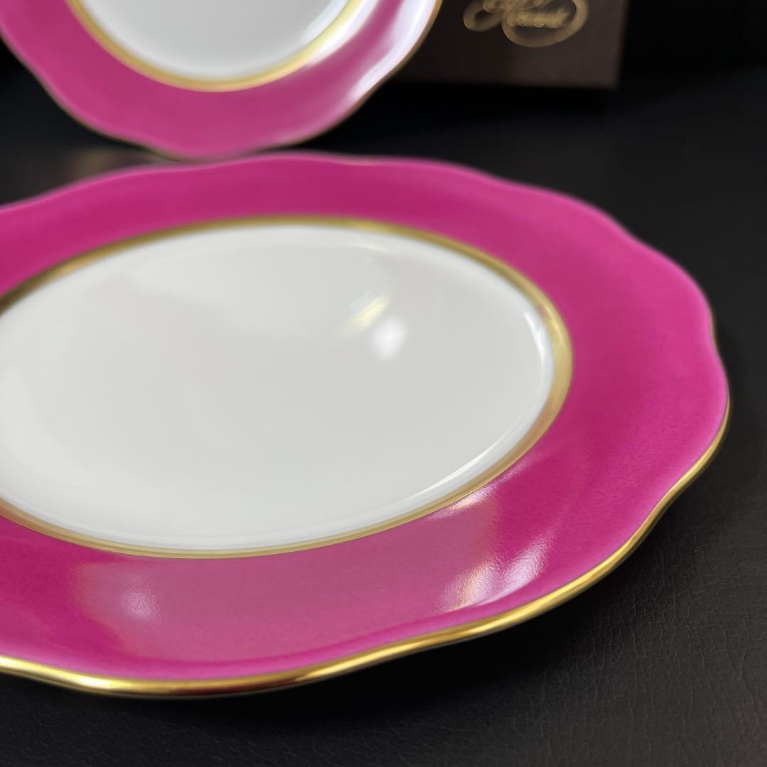 売り切り価格［新品］Herendシルクリボン(ピンク) デザートプレートセット
