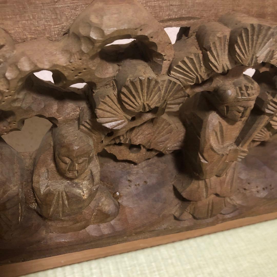 欄間　井波彫刻　珊瑚　和風　仏教美術　木彫り　アンティーク　ギミック