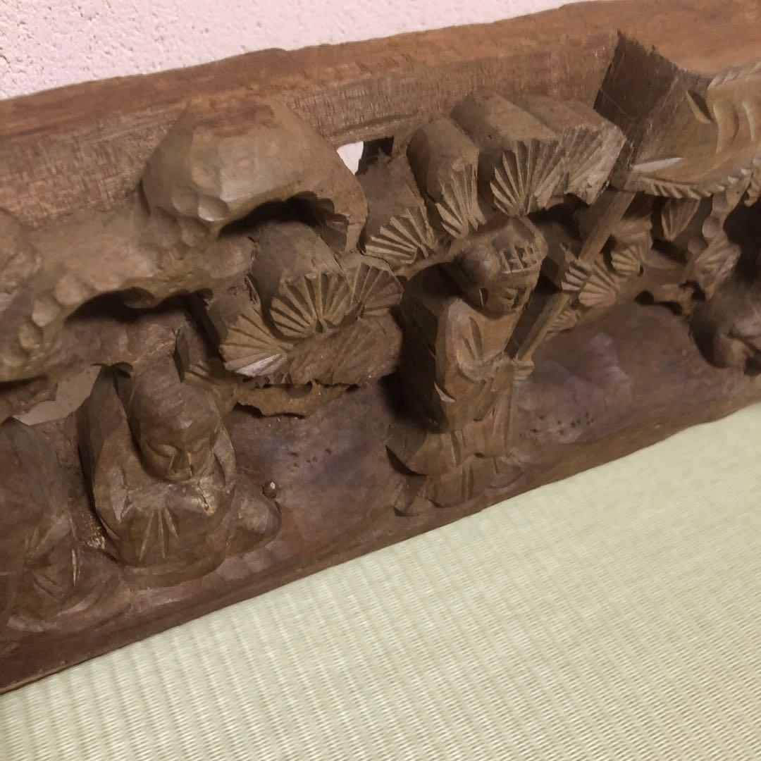 欄間　井波彫刻　珊瑚　和風　仏教美術　木彫り　アンティーク　ギミック