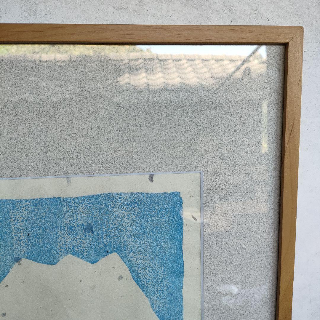 【真作】秋山厳 さくらまんかい 直筆サイン木版画1991 額装 52.5×41