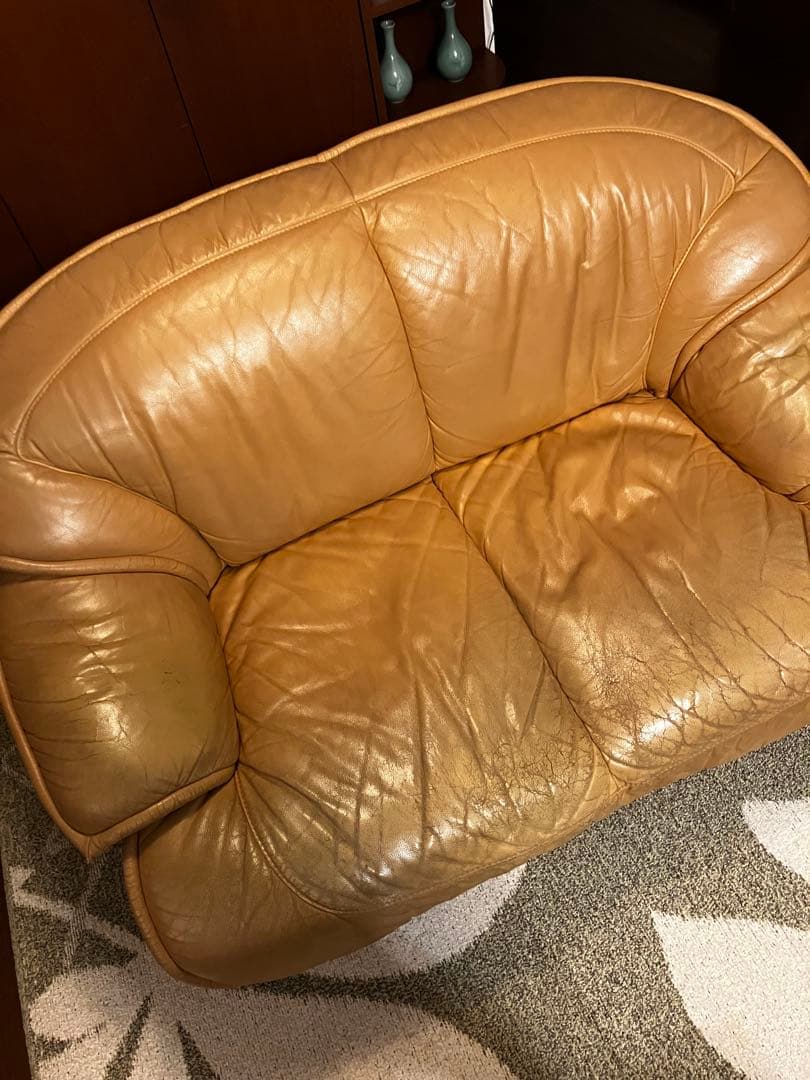 オールレザー ハイバック2人掛けソファ神奈川県港南区引取り可で1.2万円値引き