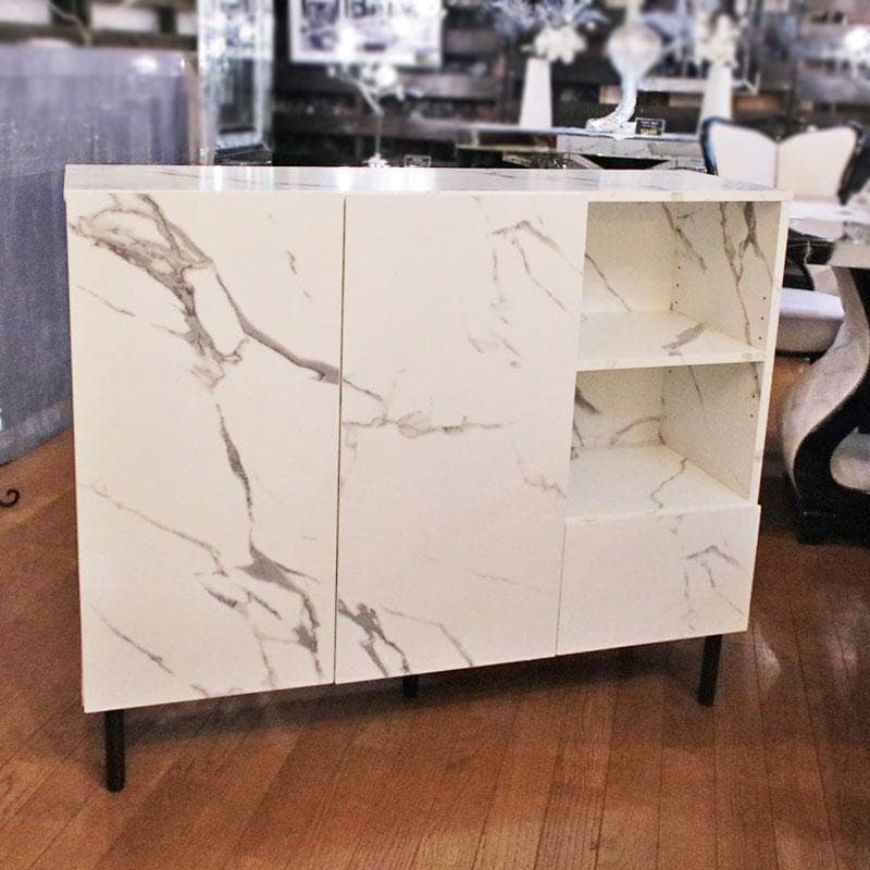 大理石柄 キャビネット マーブルホワイト リビング収納 飾り棚 399-2960