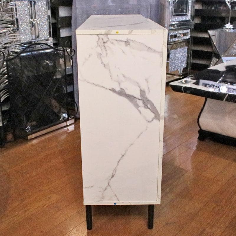大理石柄 キャビネット マーブルホワイト リビング収納 飾り棚 399-2960