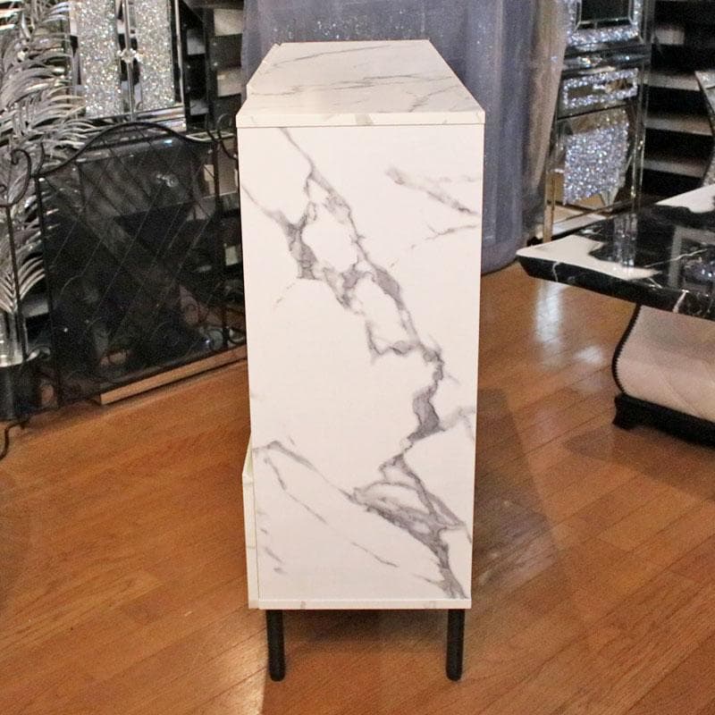 大理石柄 キャビネット マーブルホワイト リビング収納 飾り棚 399-2960