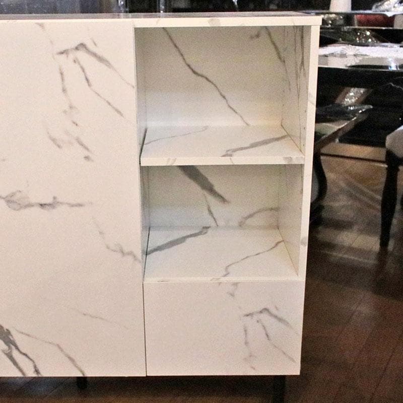 大理石柄 キャビネット マーブルホワイト リビング収納 飾り棚 399-2960