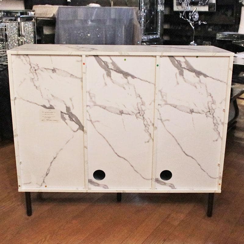大理石柄 キャビネット マーブルホワイト リビング収納 飾り棚 399-2960