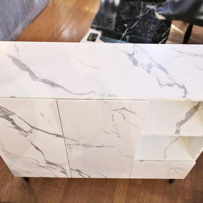 大理石柄 キャビネット マーブルホワイト リビング収納 飾り棚 399-2960