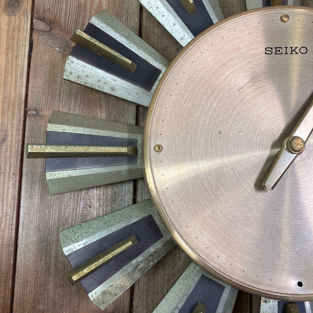 E-3 ジャンク品 ヴィンテージ セイコー サンバーストクロック 掛時計