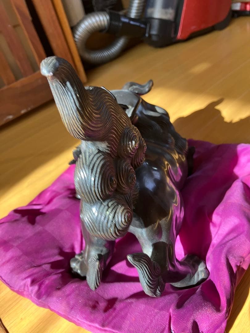 唐銅 金工家 照雲 唐獅子牡丹 銅置物 銅製 - メルカリ