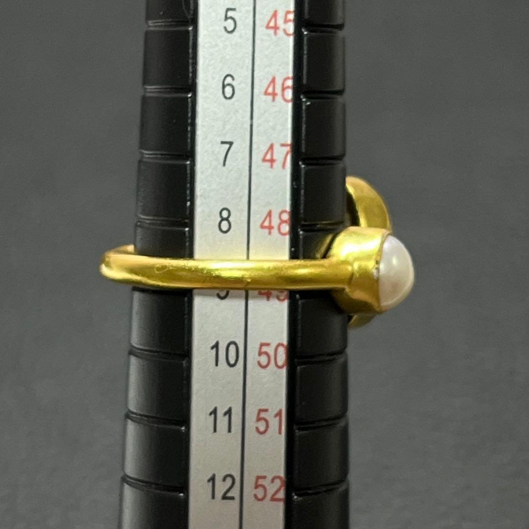 silver925 18kgp オープンリング〈ゴールドルチル、パール〉　指輪