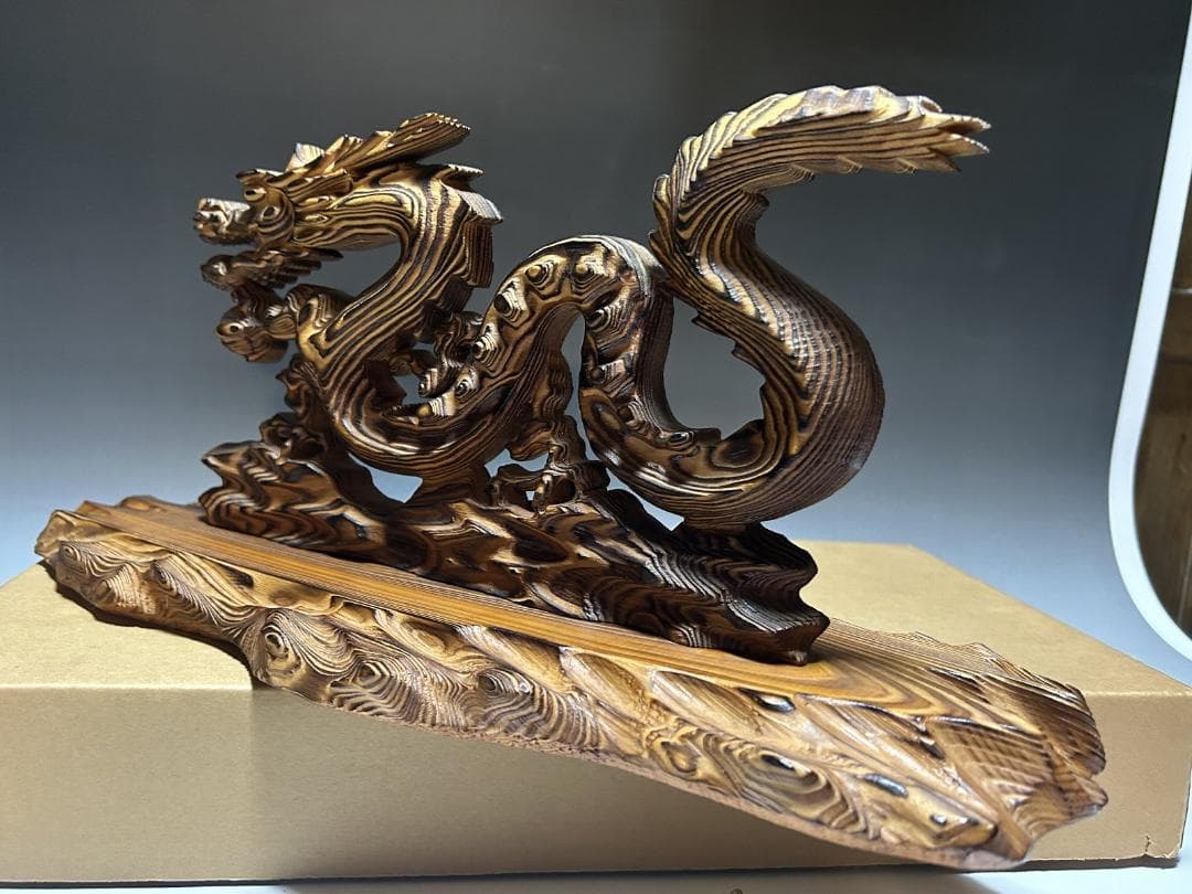 屋久杉　飛龍　置物　４０㎝　龍　木彫　木彫り