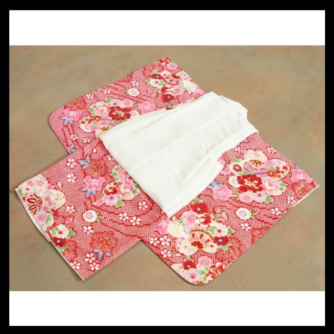 七五三 着物 3歳女の子被布セット京都花ひめ赤地総疋田着物被布白まり刺繍使い足袋