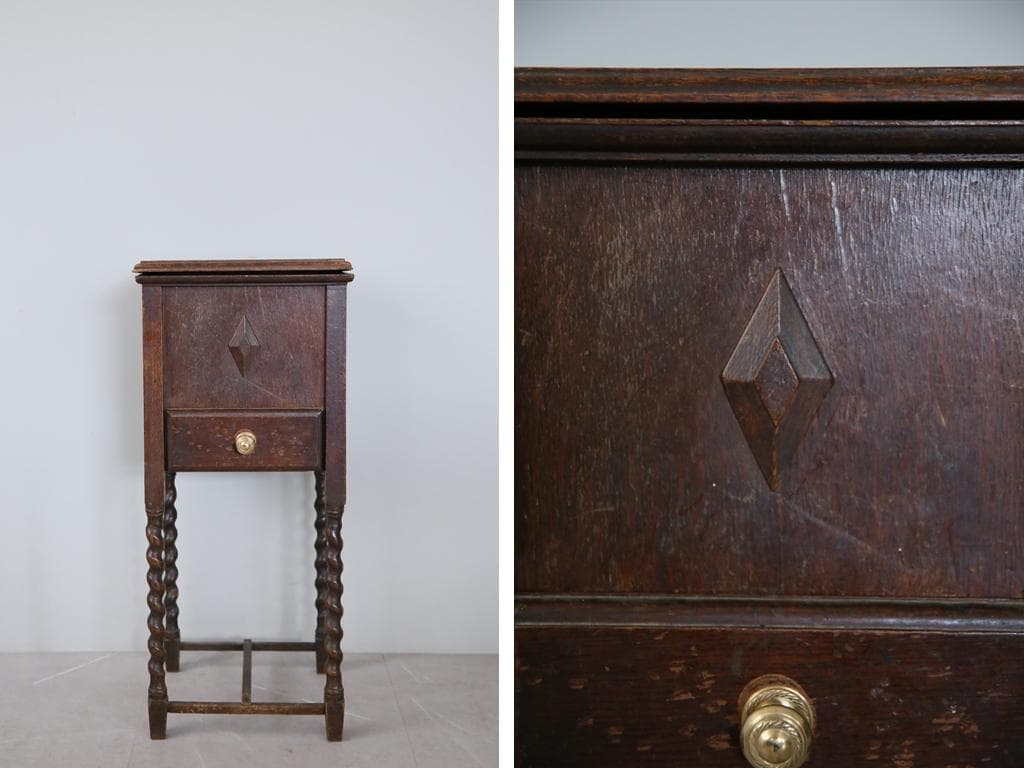 英国アンティーク木製ソーイングテーブル/裁縫箱/机/キャビネット(88-128)