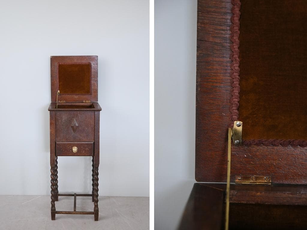 英国アンティーク木製ソーイングテーブル/裁縫箱/机/キャビネット(88-128)