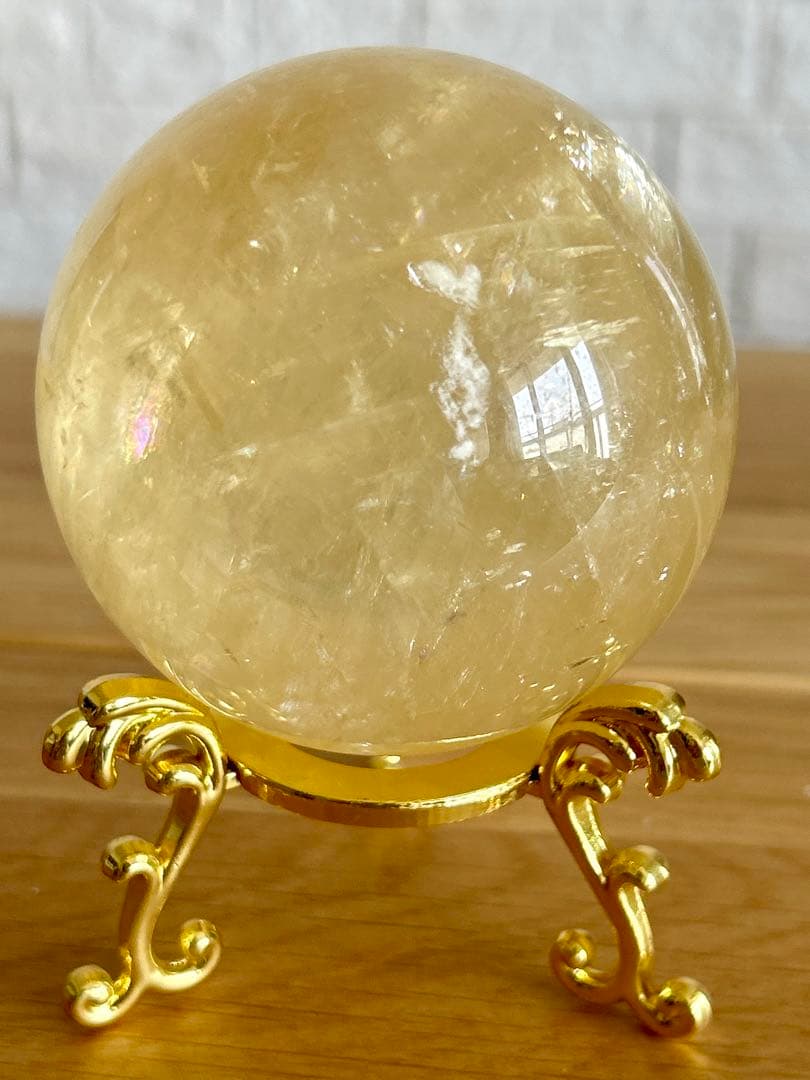 ゴールデンカルサイト　丸玉　約72㎜　スフィア