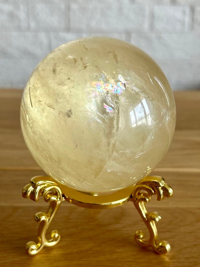 ゴールデンカルサイト　丸玉　約72㎜　スフィア