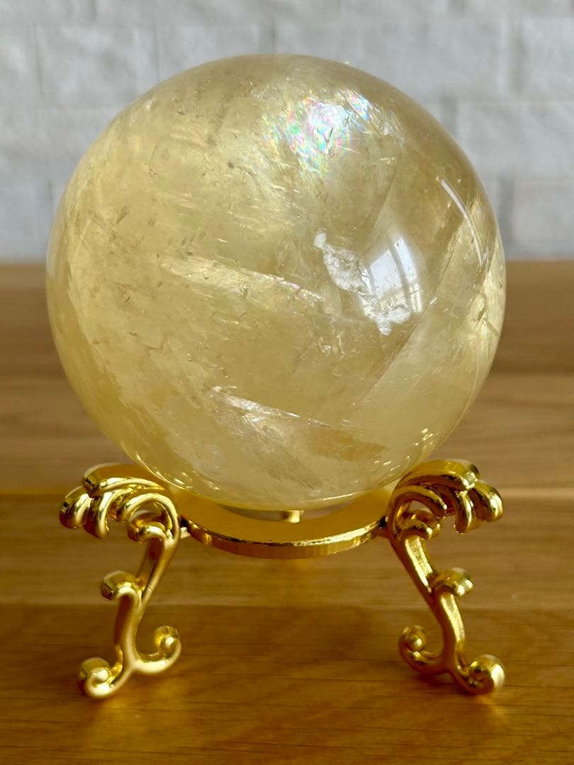 ゴールデンカルサイト　丸玉　約72㎜　スフィア