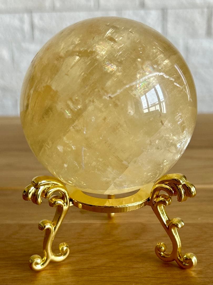 ゴールデンカルサイト　丸玉　約72㎜　スフィア