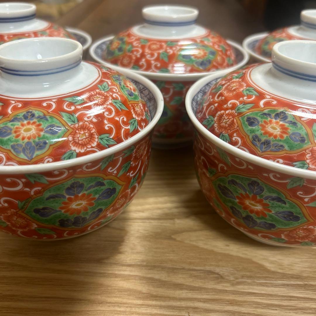 有田焼 陶寿窯 蓋付き小丼 蓋付き椀 丼 赤絵 古伊万里 5客 - メルカリ