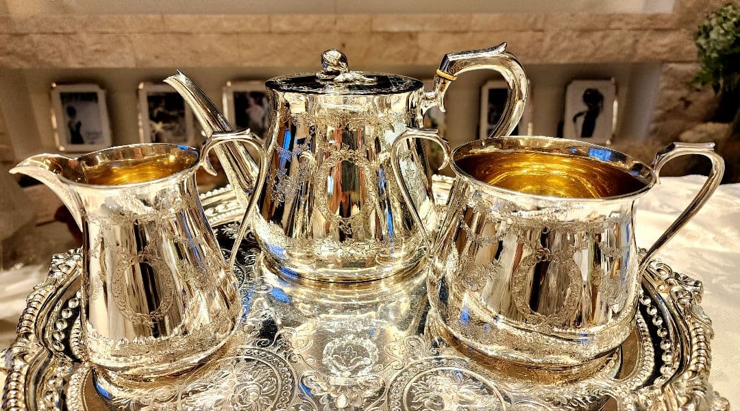 純銀P 22 ヴィクトリアンティーセット アンティーク ポット シルバープレート