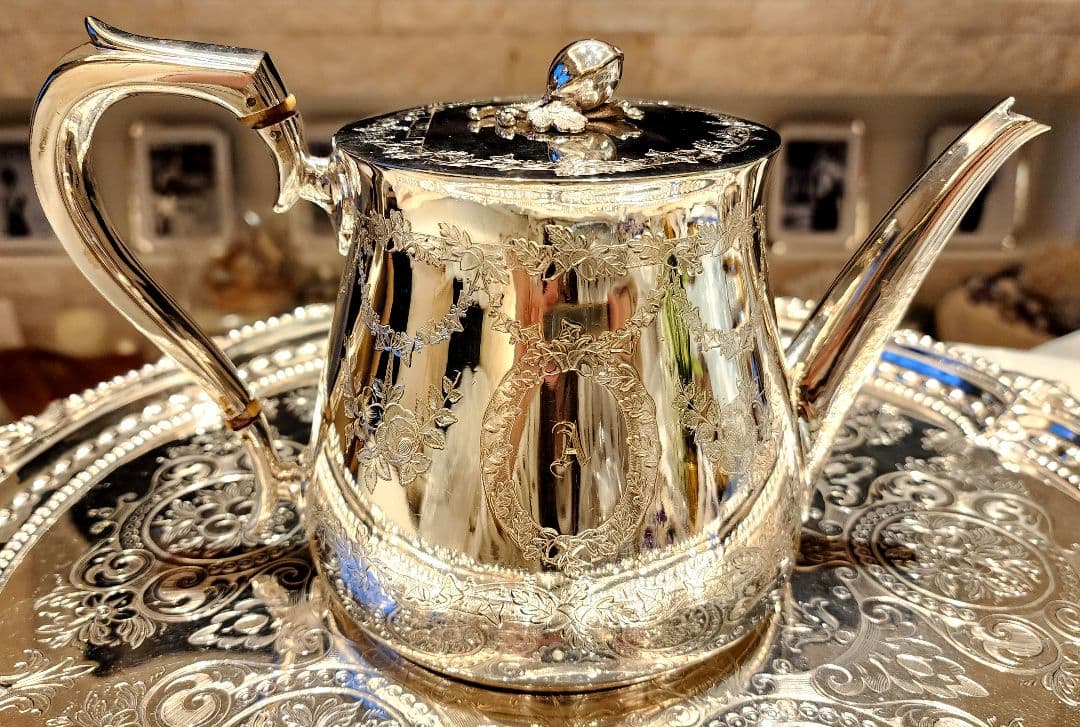 純銀P 22 ヴィクトリアンティーセット アンティーク ポット シルバープレート