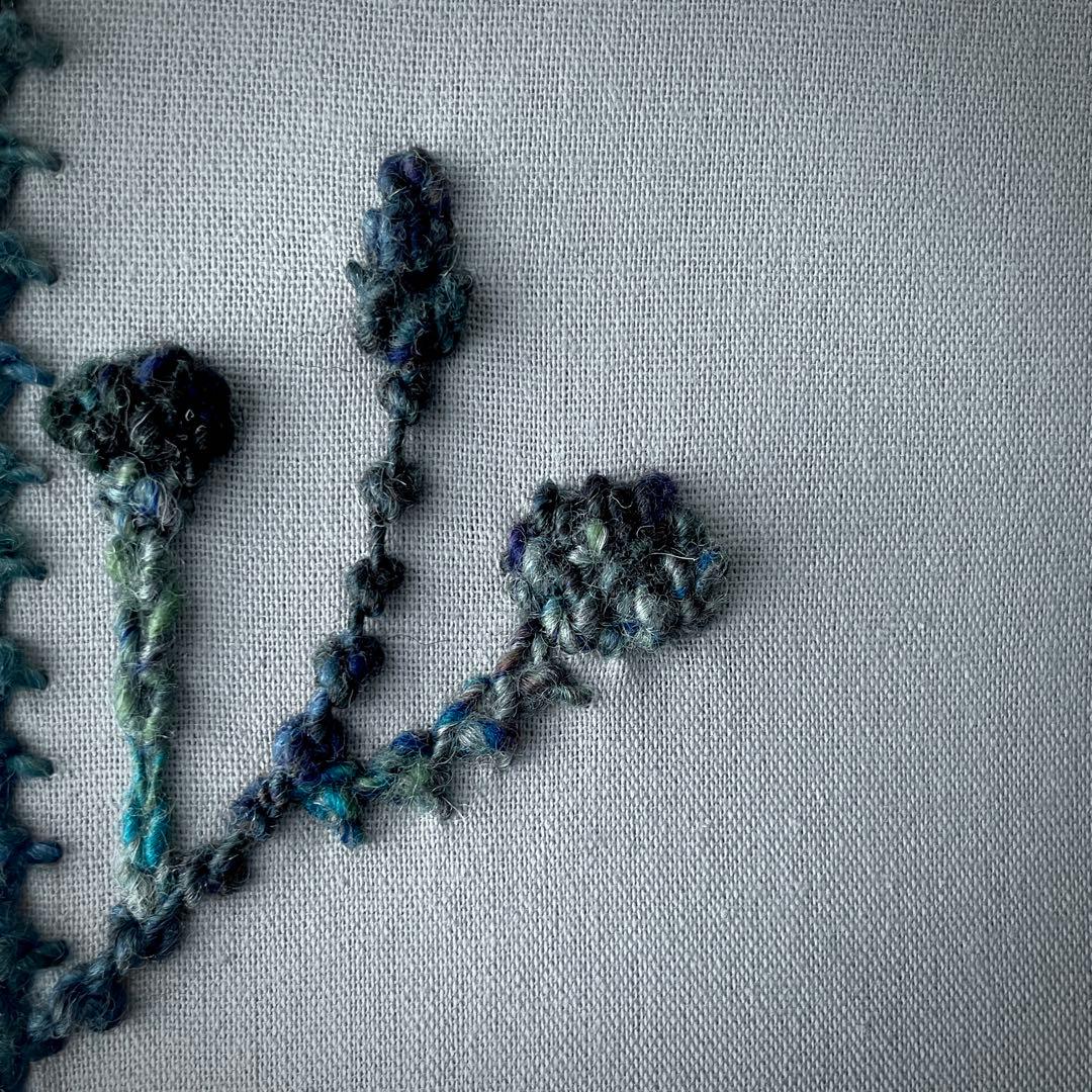 【一点もの】『手紡ぎ糸のお花. i'』手刺繍ファブリックパネル
