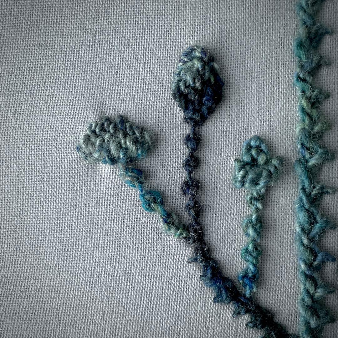 【一点もの】『手紡ぎ糸のお花. i'』手刺繍ファブリックパネル
