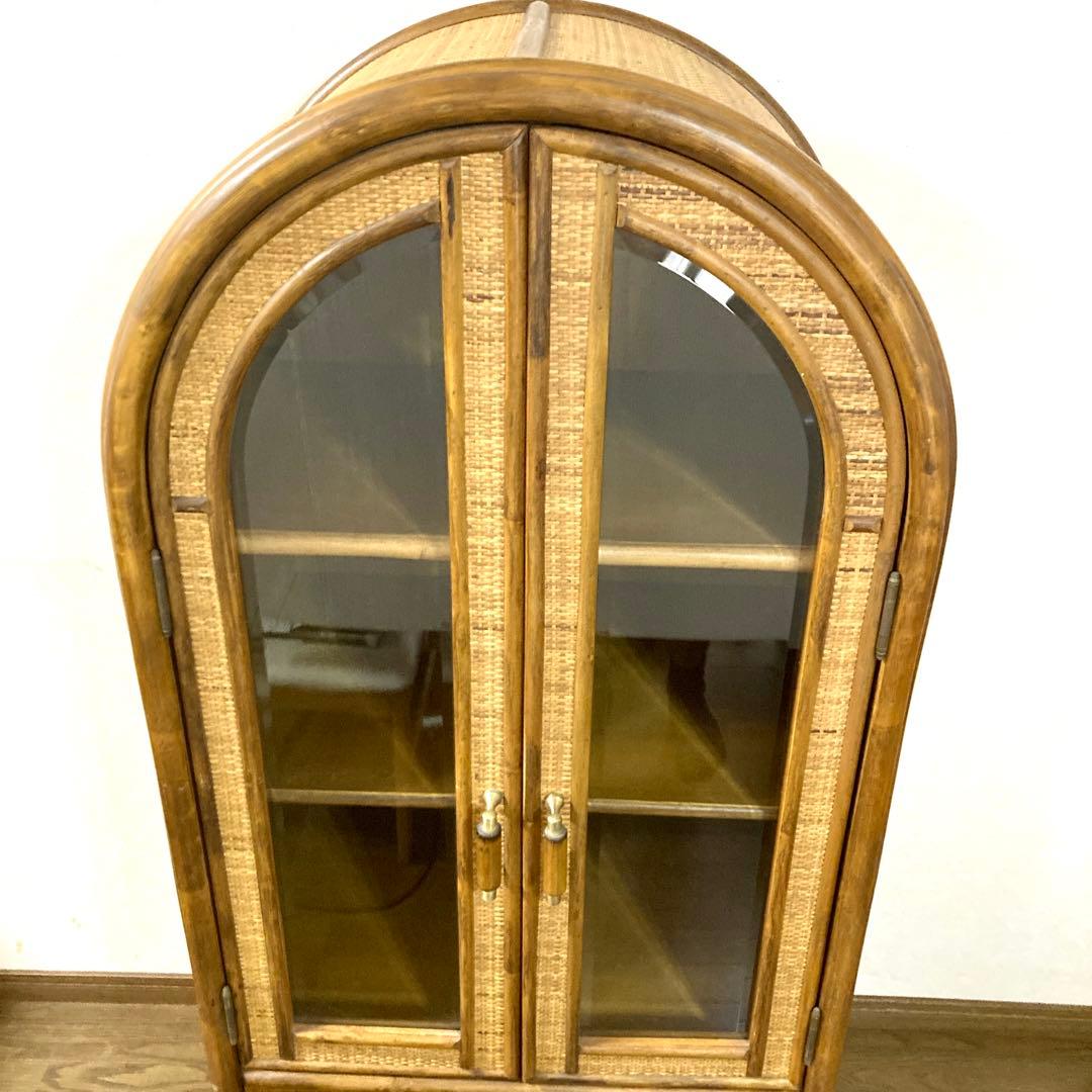 【コウ】ラタン トロピカルファイン アーチ型 キャビネット 籐家具