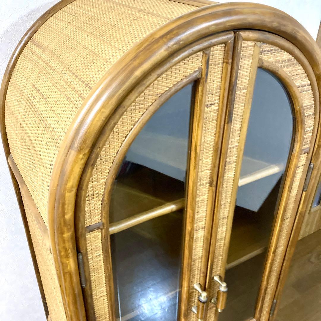 【コウ】ラタン トロピカルファイン アーチ型 キャビネット 籐家具