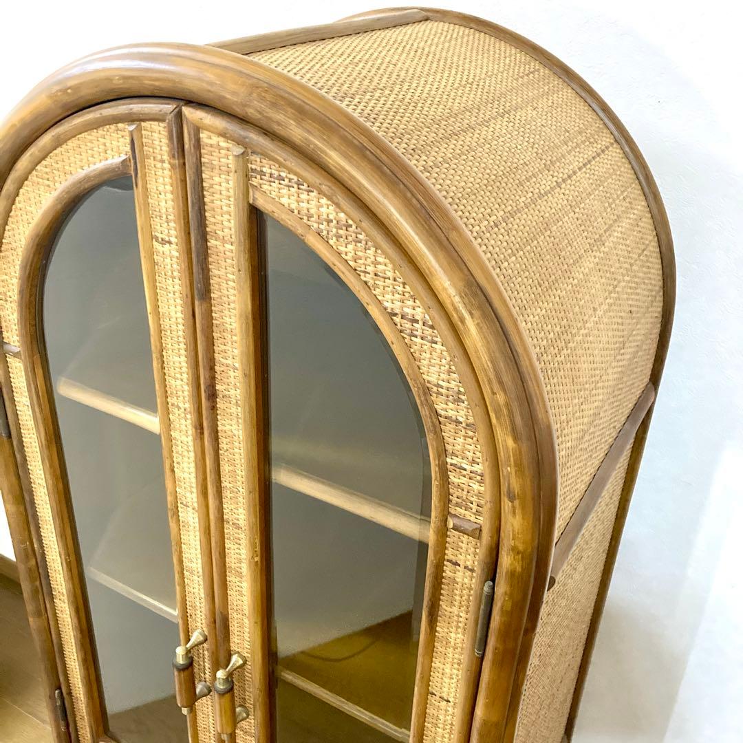 【コウ】ラタン トロピカルファイン アーチ型 キャビネット 籐家具