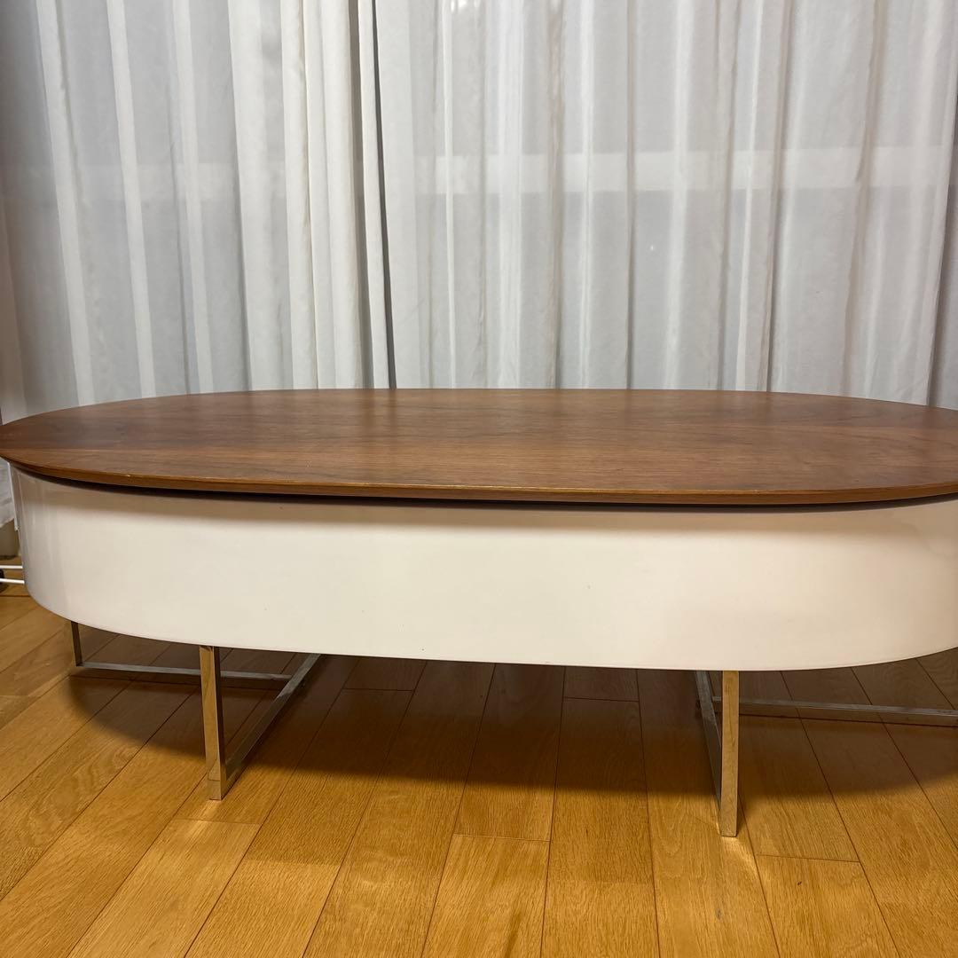 楕円形センターテーブル ブラウンとホワイト