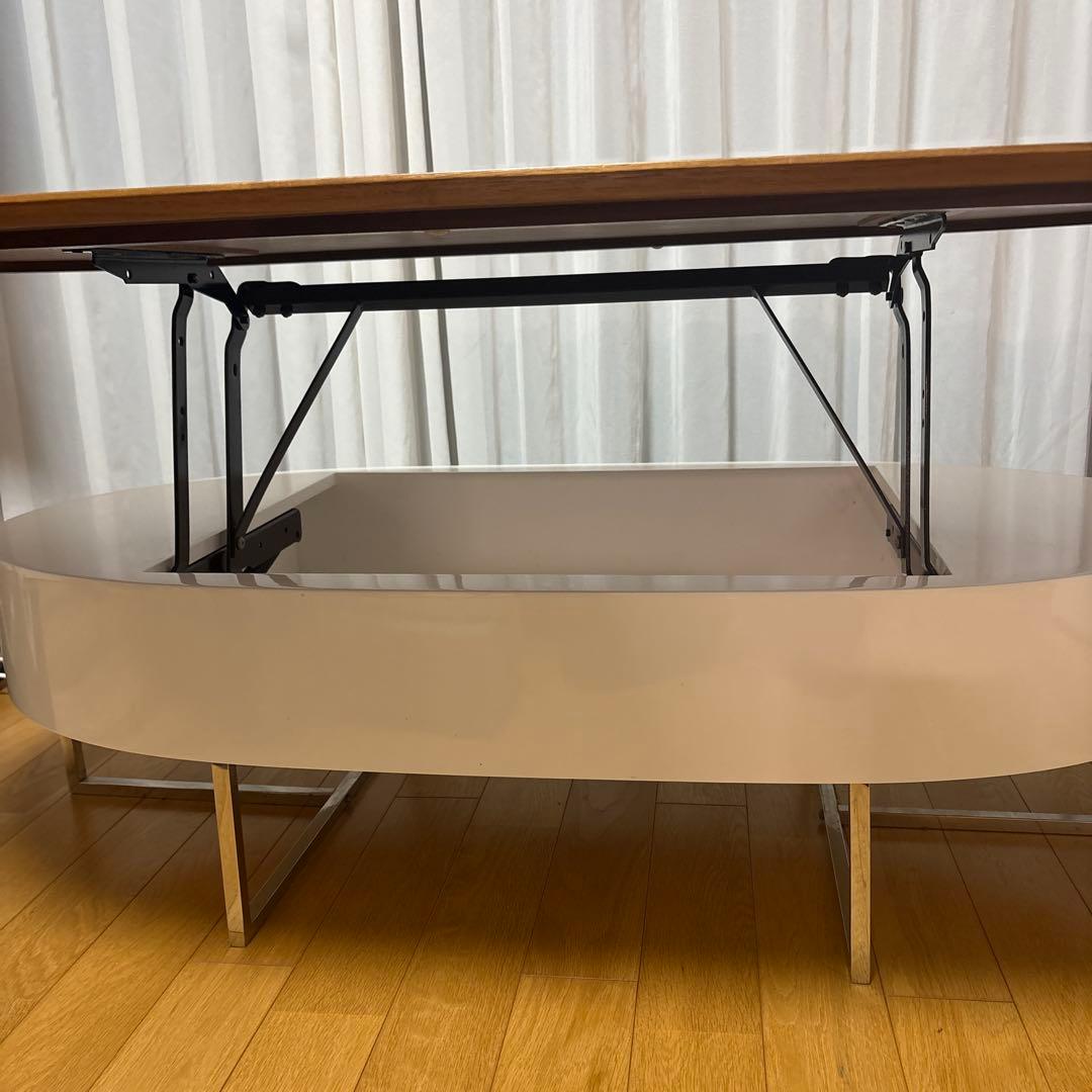 楕円形センターテーブル ブラウンとホワイト