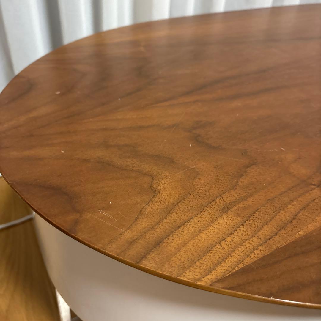 楕円形センターテーブル ブラウンとホワイト