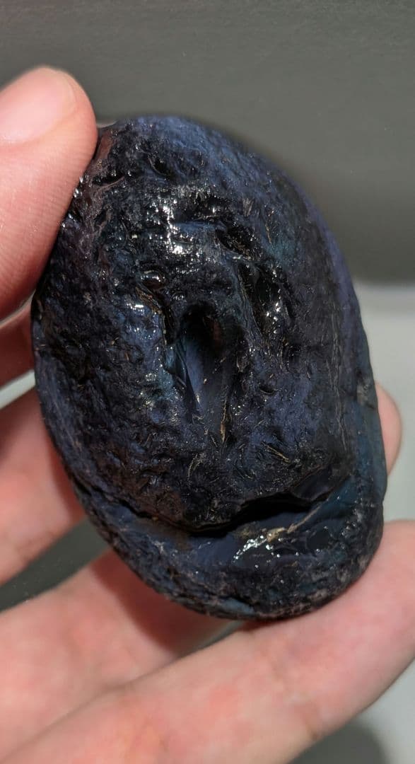 原石 十勝石玲瓏 ブルーベースレインボーオブシディアン 超特級品の