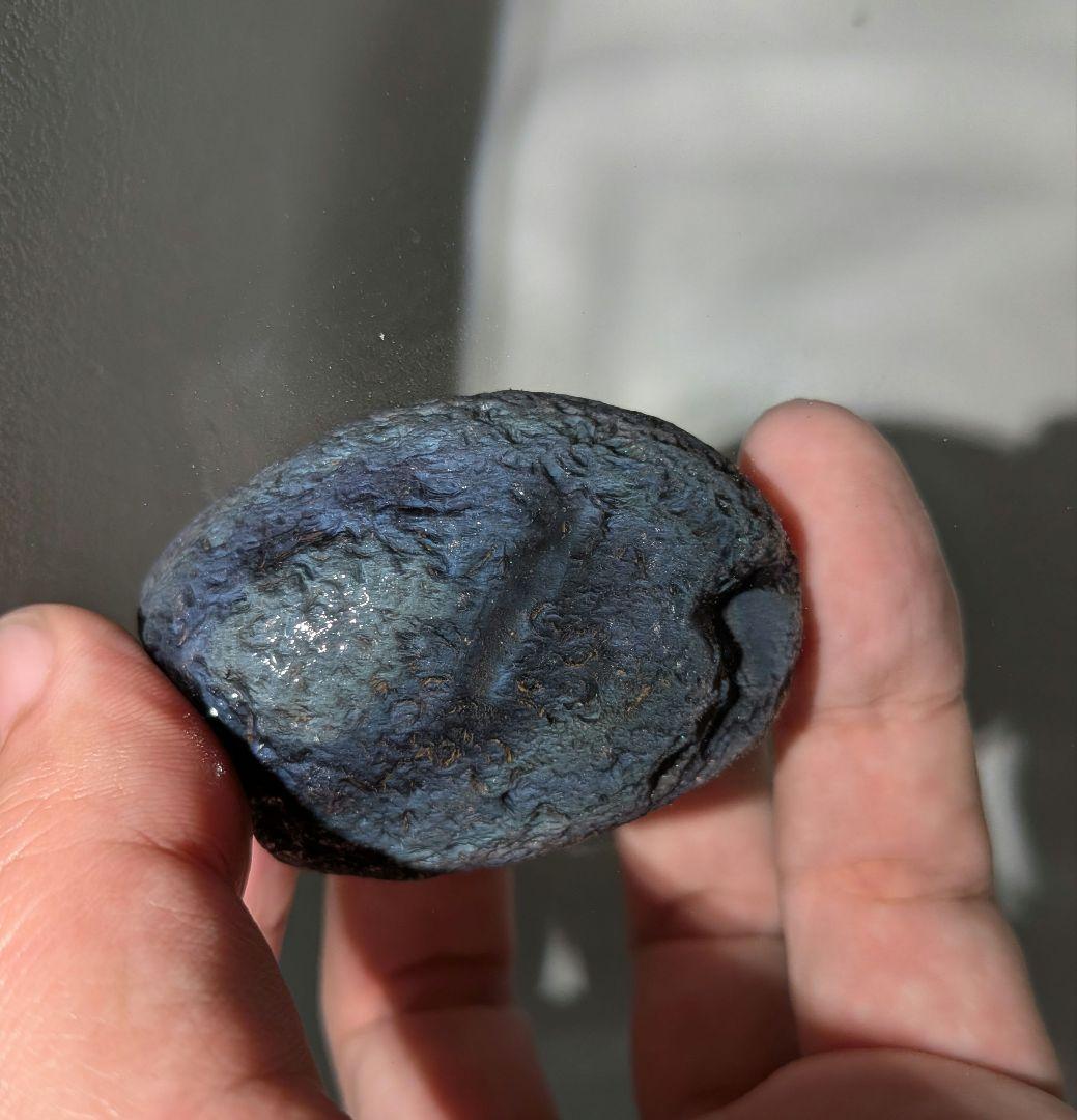 原石 十勝石玲瓏 ブルーベースレインボーオブシディアン 超特級品の