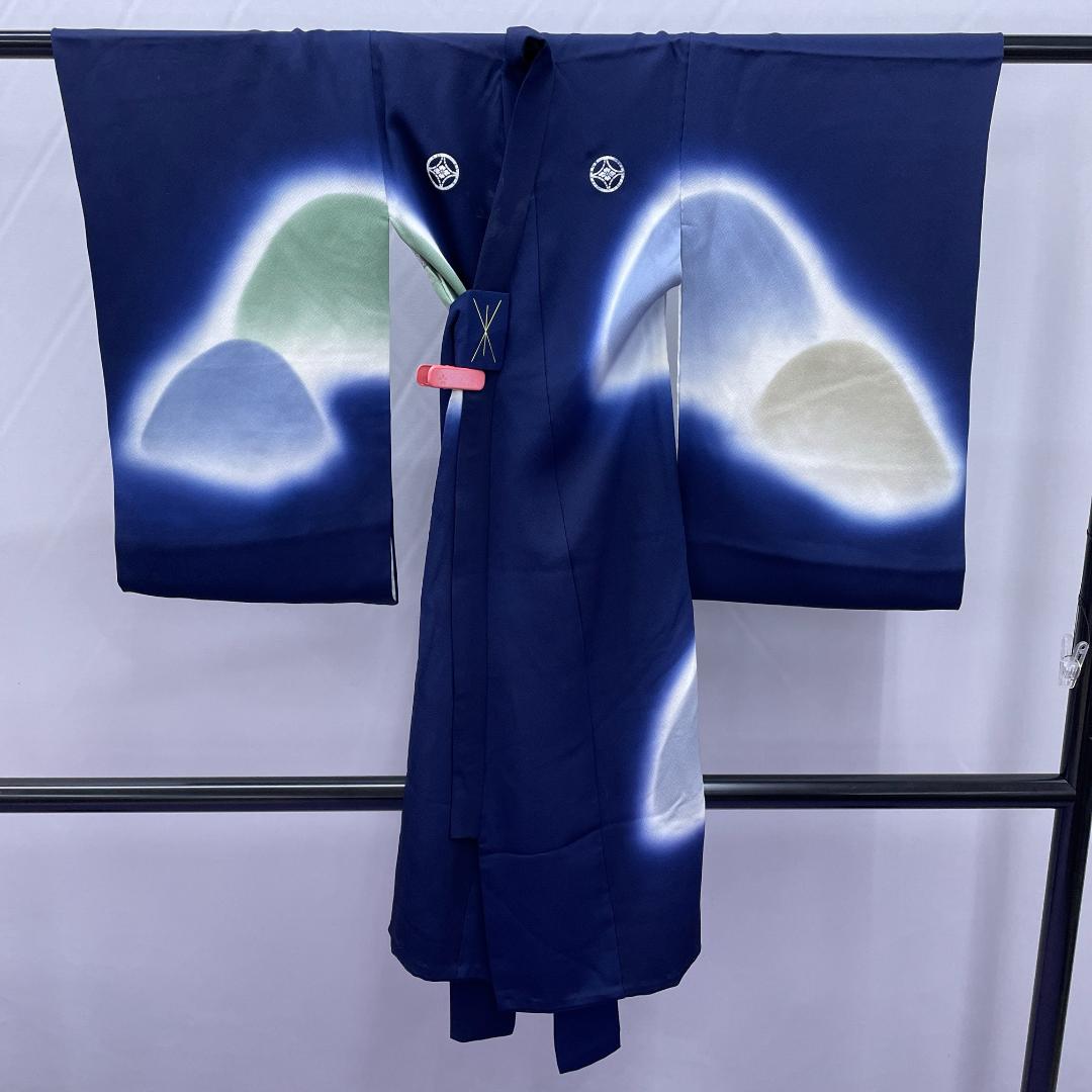 Y★3998★ ジャンク品 男の子 着物 かけ着 男児 一つ身 紋入り