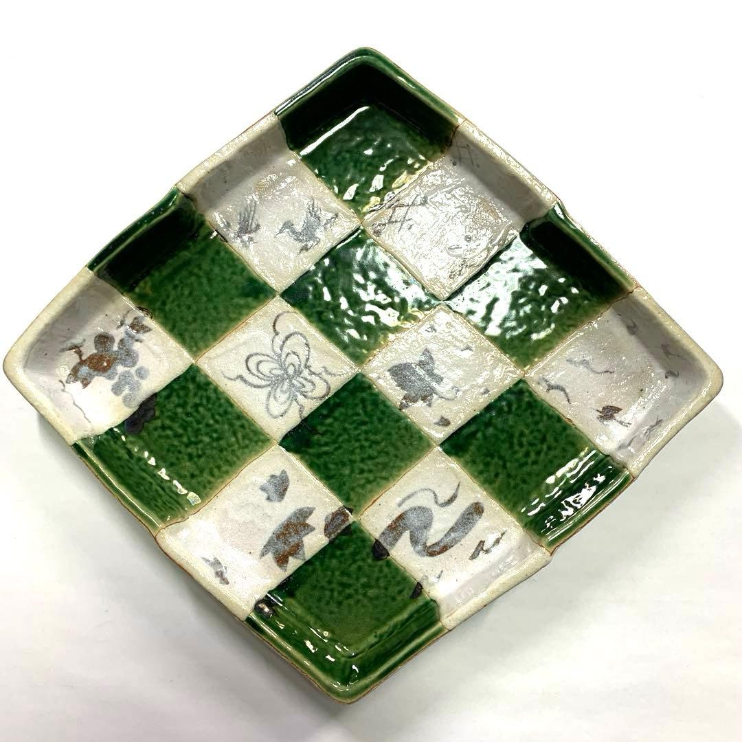 【新品未使用】　たち吉　市松　大皿　瀬戸焼 織部　菱形 角皿　5枚セット