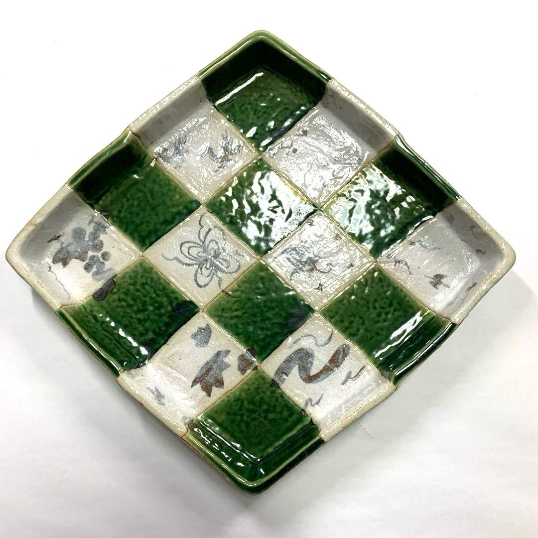 【新品未使用】　たち吉　市松　大皿　瀬戸焼 織部　菱形 角皿　5枚セット