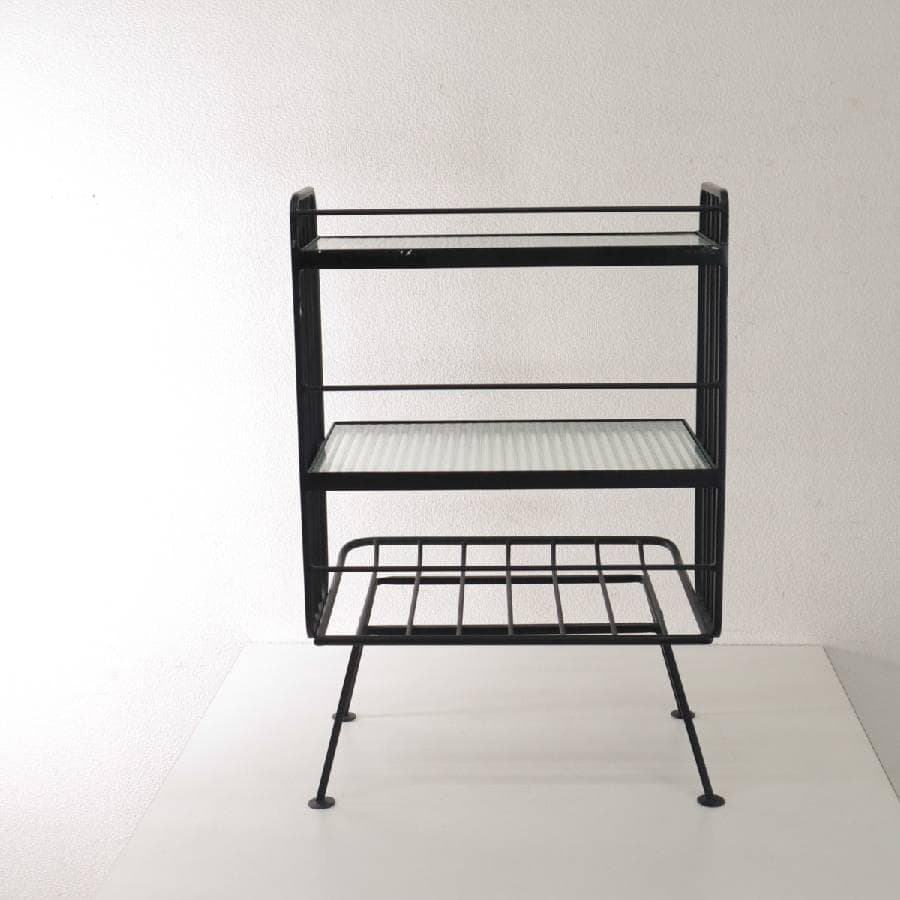 値下ウニコ ステラ スモールガラスシェルフ ガラスxアイアン レトロ風ガラス