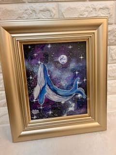 松崎祐哉（東京藝術大学卒業）★星空とクジラ★Ｆ３号★アクリルガッシュ★