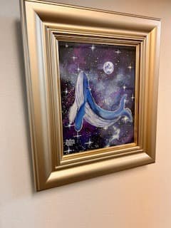 松崎祐哉（東京藝術大学卒業）★星空とクジラ★Ｆ３号★アクリルガッシュ★