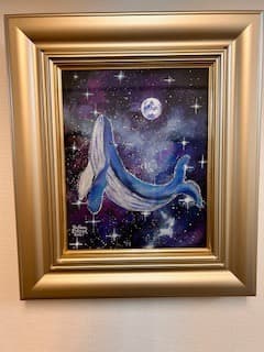 松崎祐哉（東京藝術大学卒業）★星空とクジラ★Ｆ３号★アクリルガッシュ★