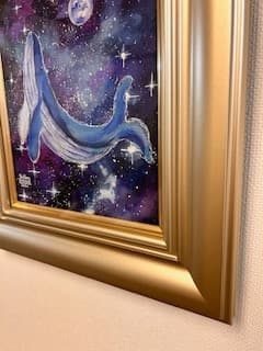 松崎祐哉（東京藝術大学卒業）★星空とクジラ★Ｆ３号★アクリルガッシュ★