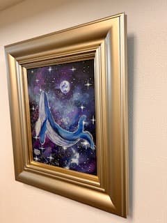 松崎祐哉（東京藝術大学卒業）★星空とクジラ★Ｆ３号★アクリルガッシュ★